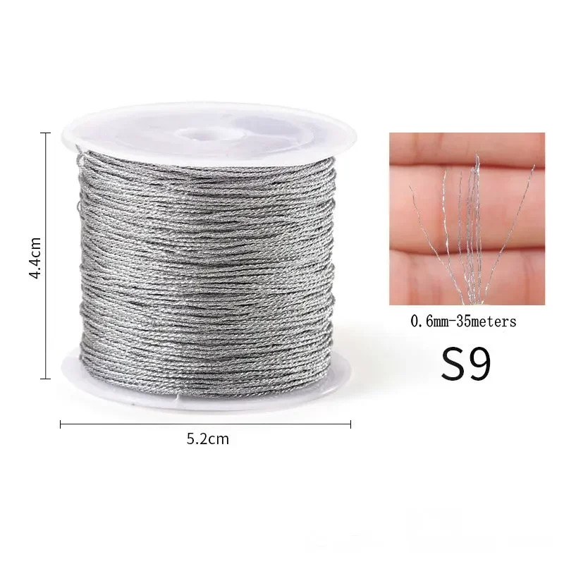 0.2-1MM Metallic Ornament String Silver Gold Color Cord Jewelry Thread for Chris