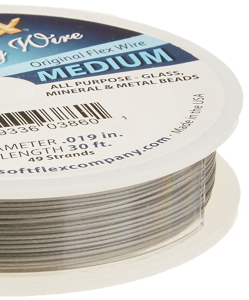 SoftFlex Toys Beading Wire 0.019 Inch 30 Ft Grey Jewelry Stringing Cord