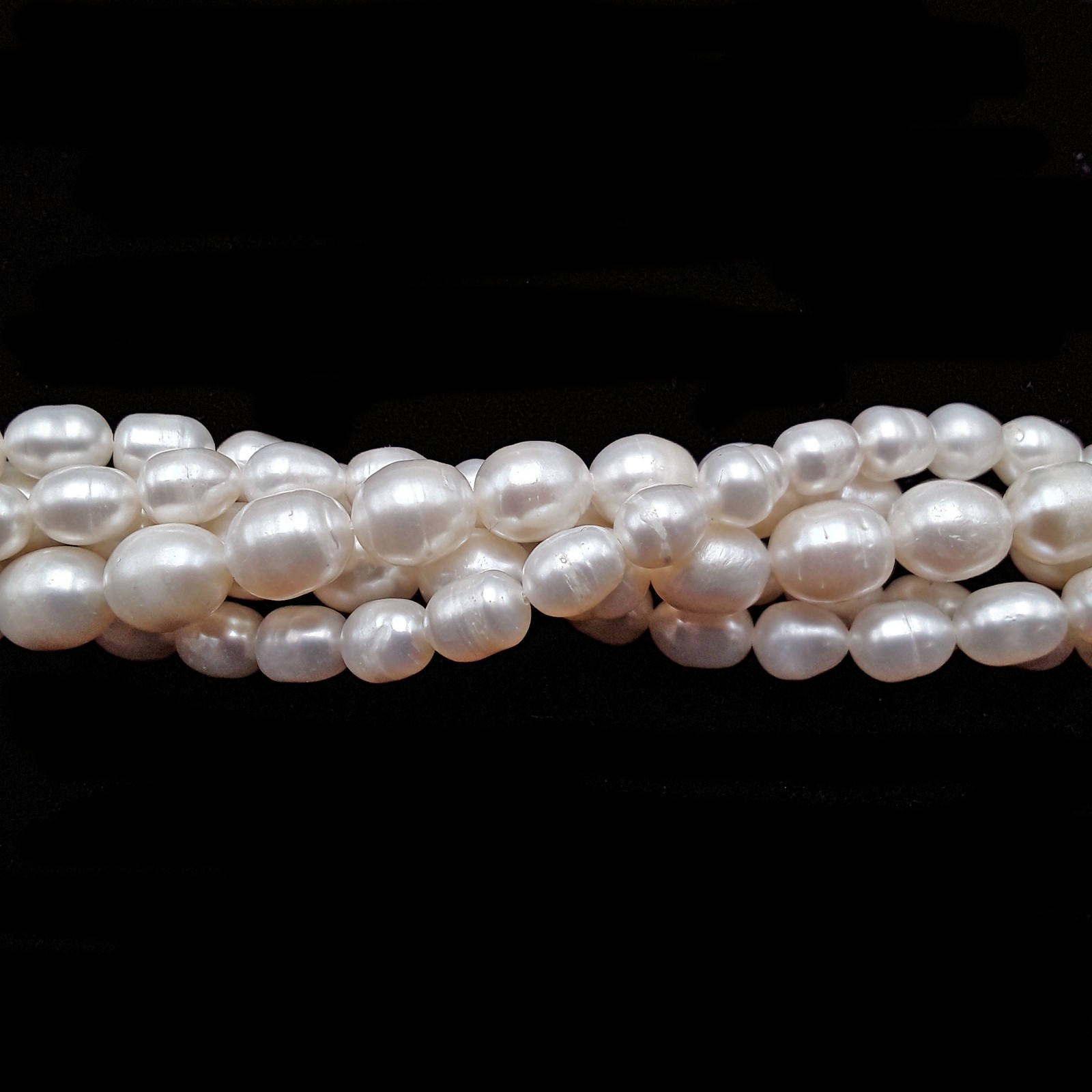 Fresh Water Pearl White Oval Rice Beads 6x8mm 7x9mm 8x10mm 15″ Strand