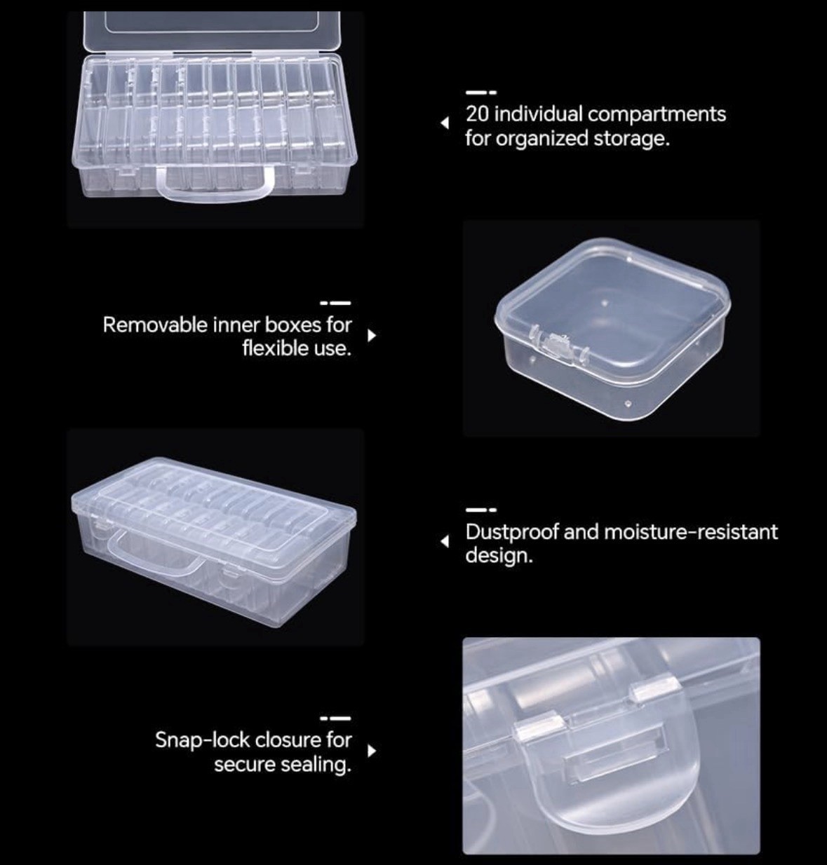 Small Bead Organizers, 20 Pieces Plastic Storage Cases Mini Clear Bead Storage C