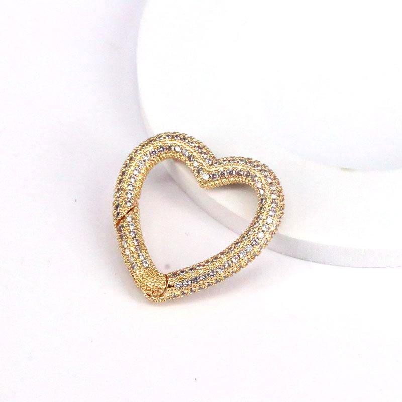 1PC 18K Gold Plated CZ Pave Carabiner Clasps, Push In Closure Connector GWJ02