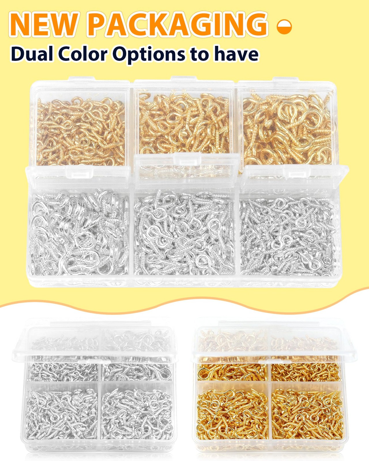 800pcs Gold & Silver Small Screw Eye Pins for Jewelry Making & DIY Crafts, Mi…