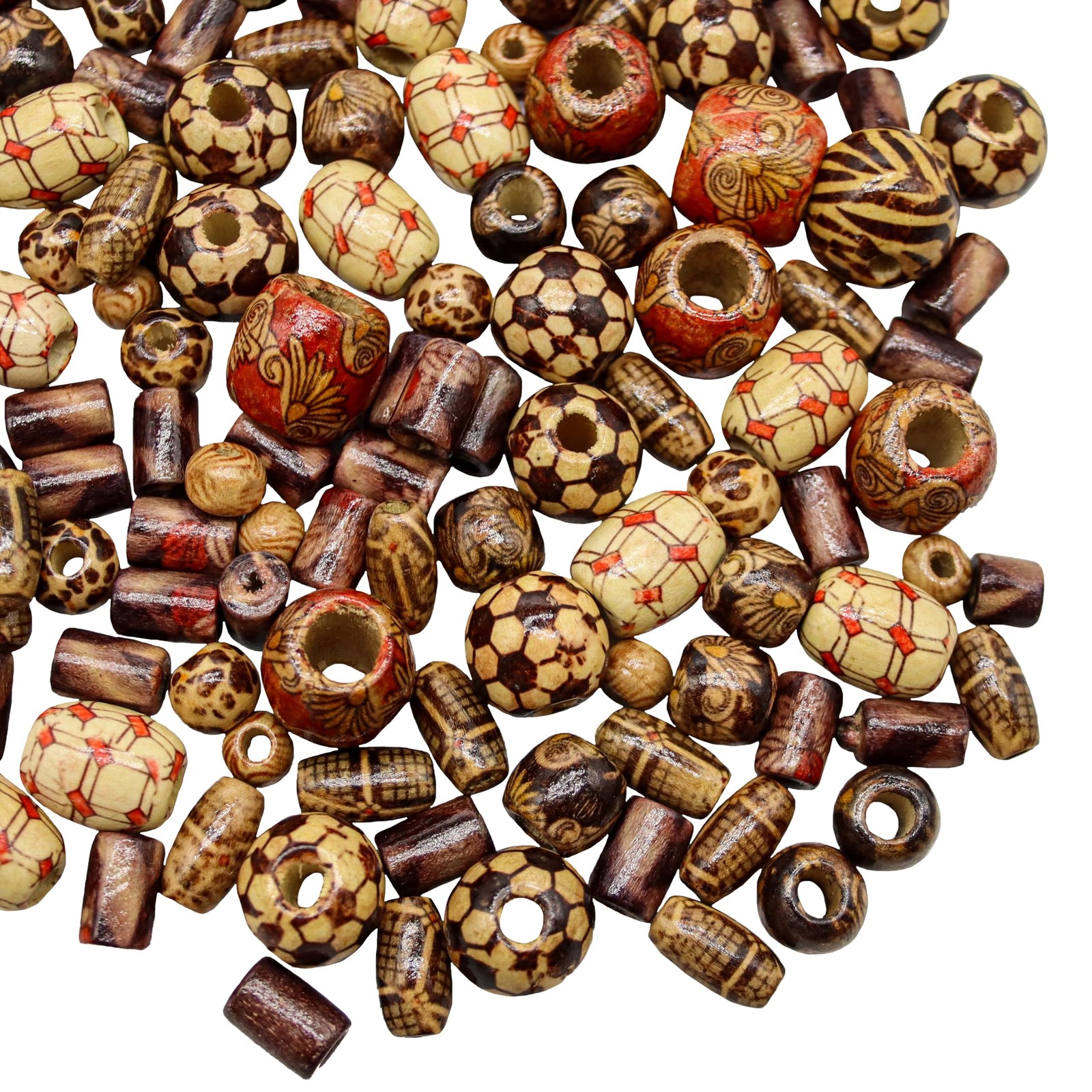 500 PCS Wooden Beads for Jewelry Making Adults, Painted Assorted African