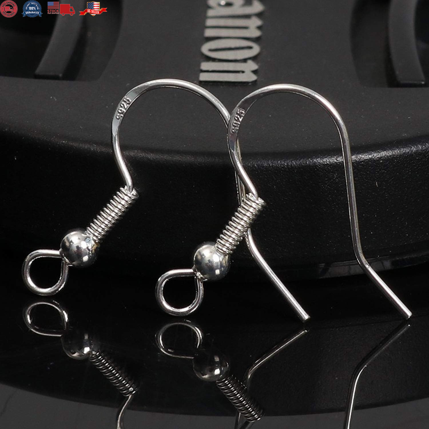 100 PCS / 50 Pairs 925 Sterling Silver Earring Hooks Hook Ear Wires with 100