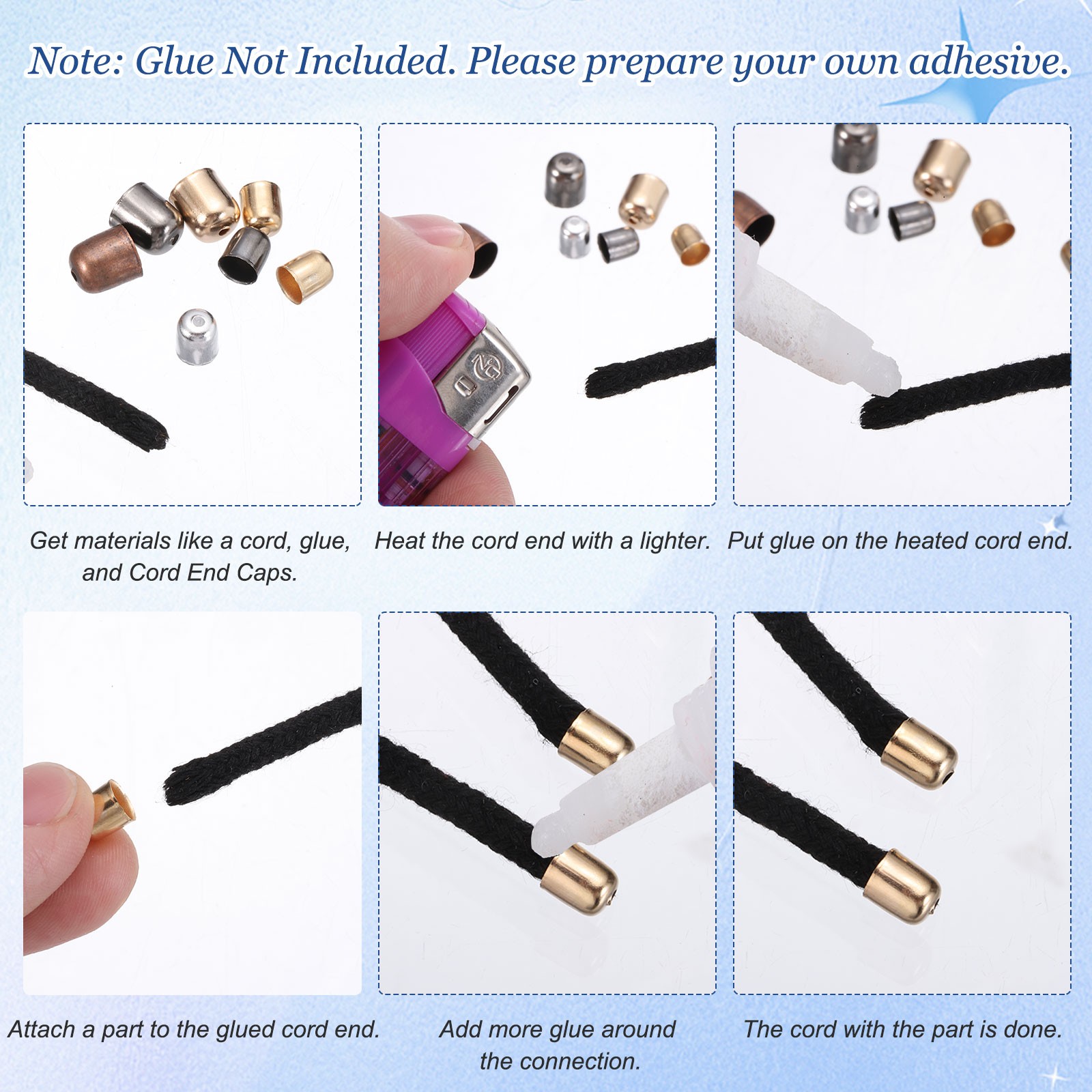 120Pcs 3.1mm ID Leather Cord Ends Caps for Jewelry 14K Gold Silver Rose Gold
