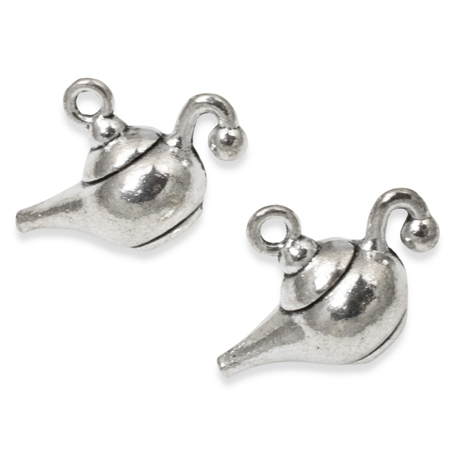 10 Enchanting Genie Lamp Charms, Silver Magic Oil Lamp Pendants for DIY Jewelry