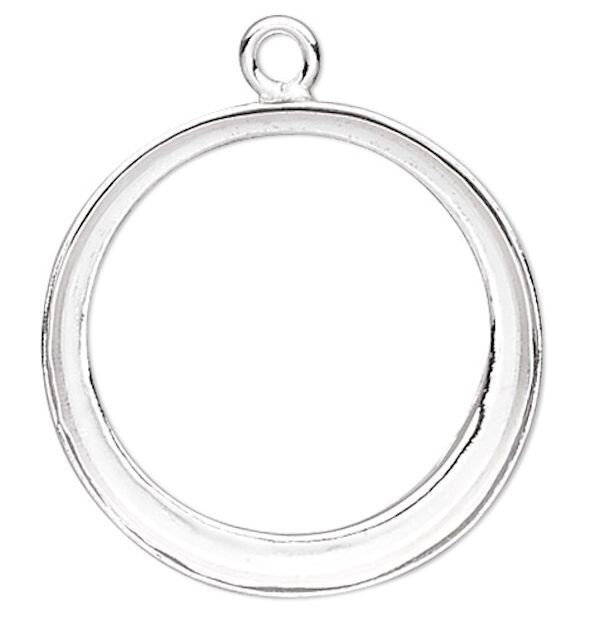 Four 99.9% Fine Silver 8.5mm Round Open Bezel Drops with 8mm Setting *