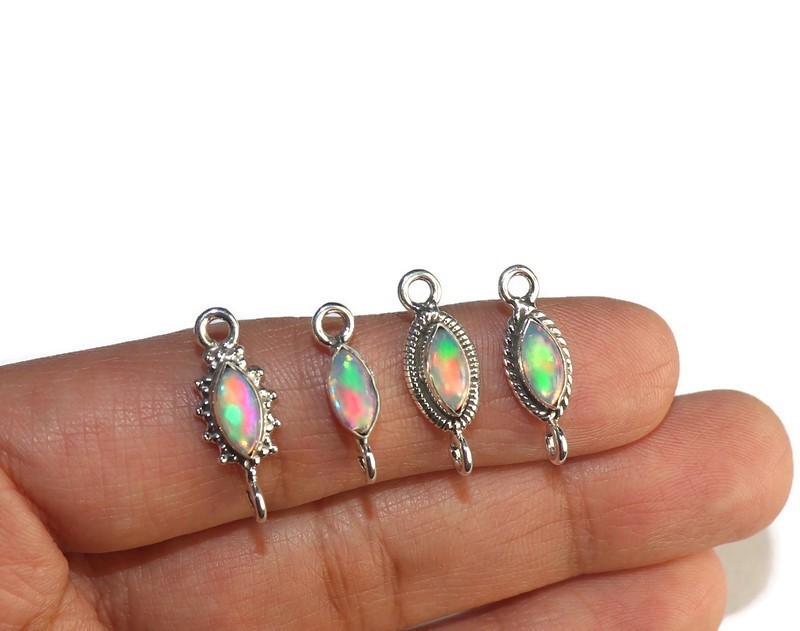 DIY opal supplies links sterling silver fire opal connector for jewelry making