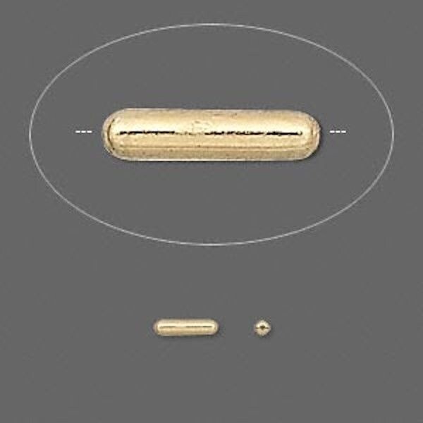 100 Gold Plated Brass 6.5×1.5mm Smooth Tube Capsule Beads with 0.3mm Hole