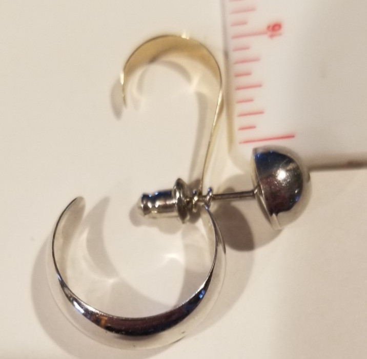 Fine Silver Crescent Moon Dangle Pierced Earrings 2 Sizes 1 Stud Choose