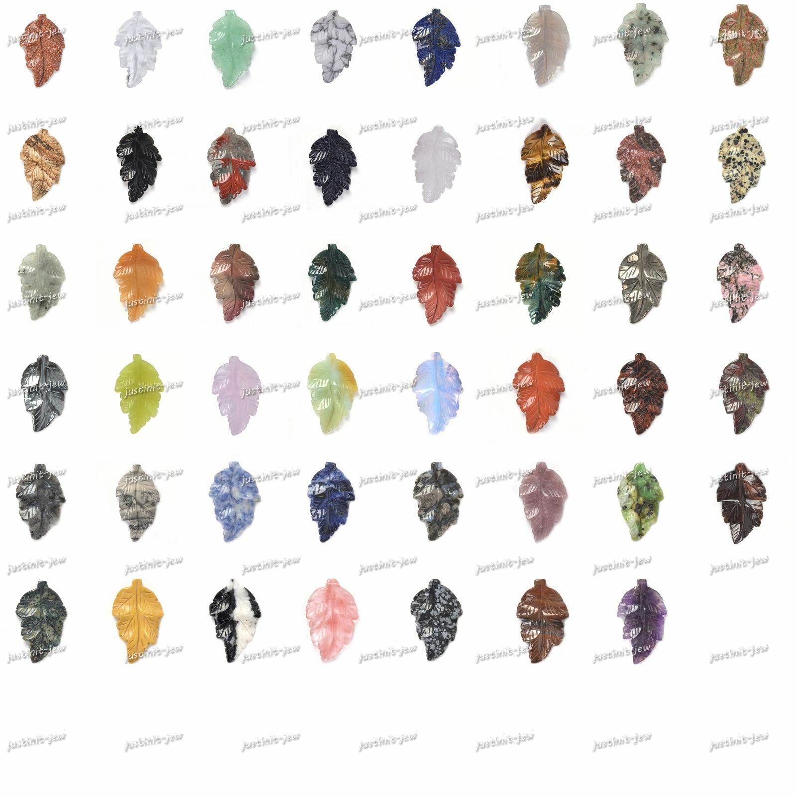 40mm Gemstone carved leaf fashion pendant bead Jewellery Making