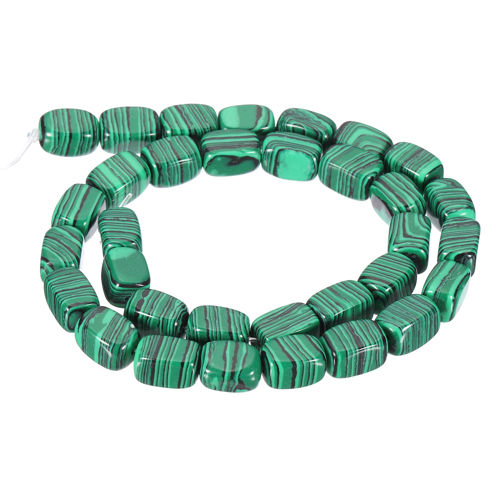 Natural Stone Gemstone Beads 15″ 12x8mm Cuboid Spacer Bead, Peacock Green