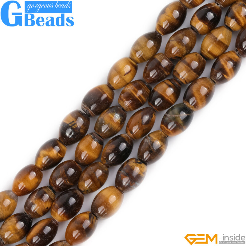 Natural Tiger’s Eye Olivary Rice Beads For Jewelry Making Free Shipping 15″