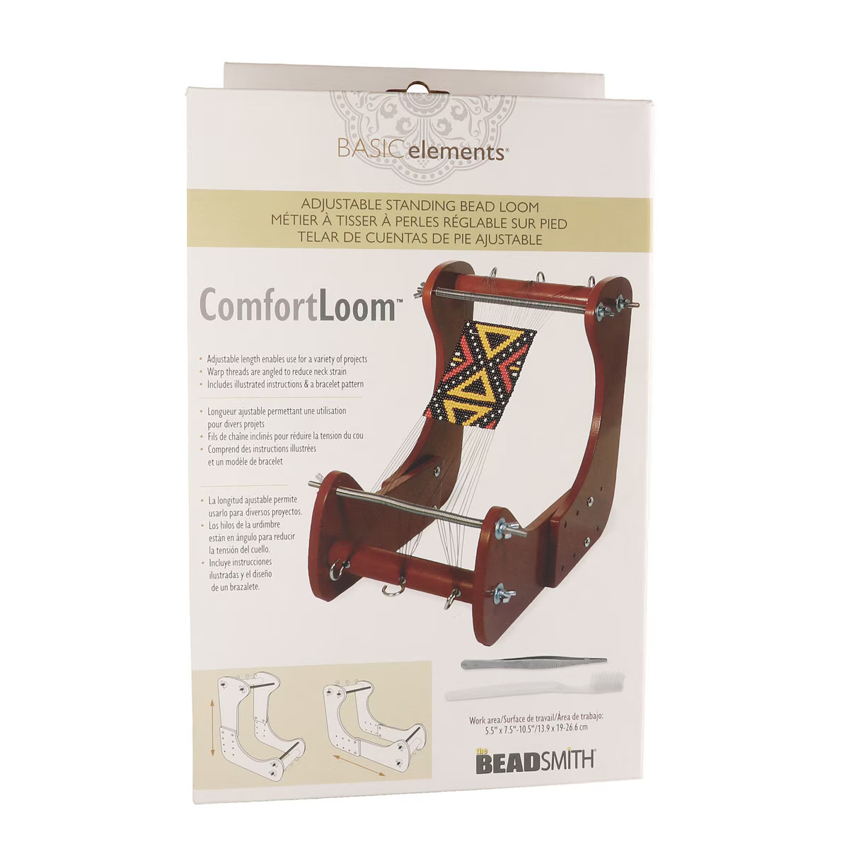 Beading Loom BEADSMITH Wood Kit +Instructions adjustable 5.5″ x 7.5″-10.5″(BLW14