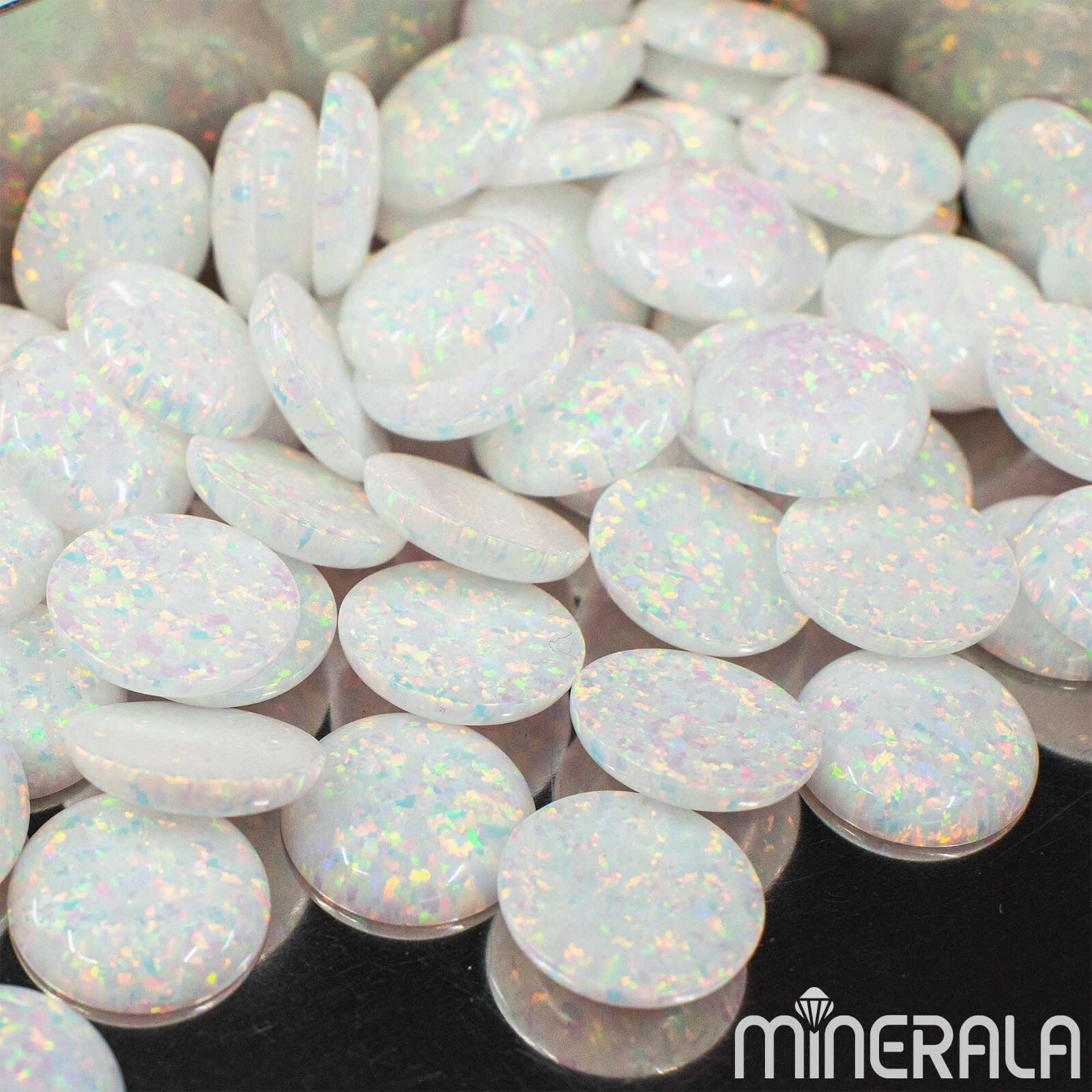 WHOLESALE WHITE SYNTHETIC LAB CREATED OPAL ROUND CABOCHON 1.25mm-20mm WP00066