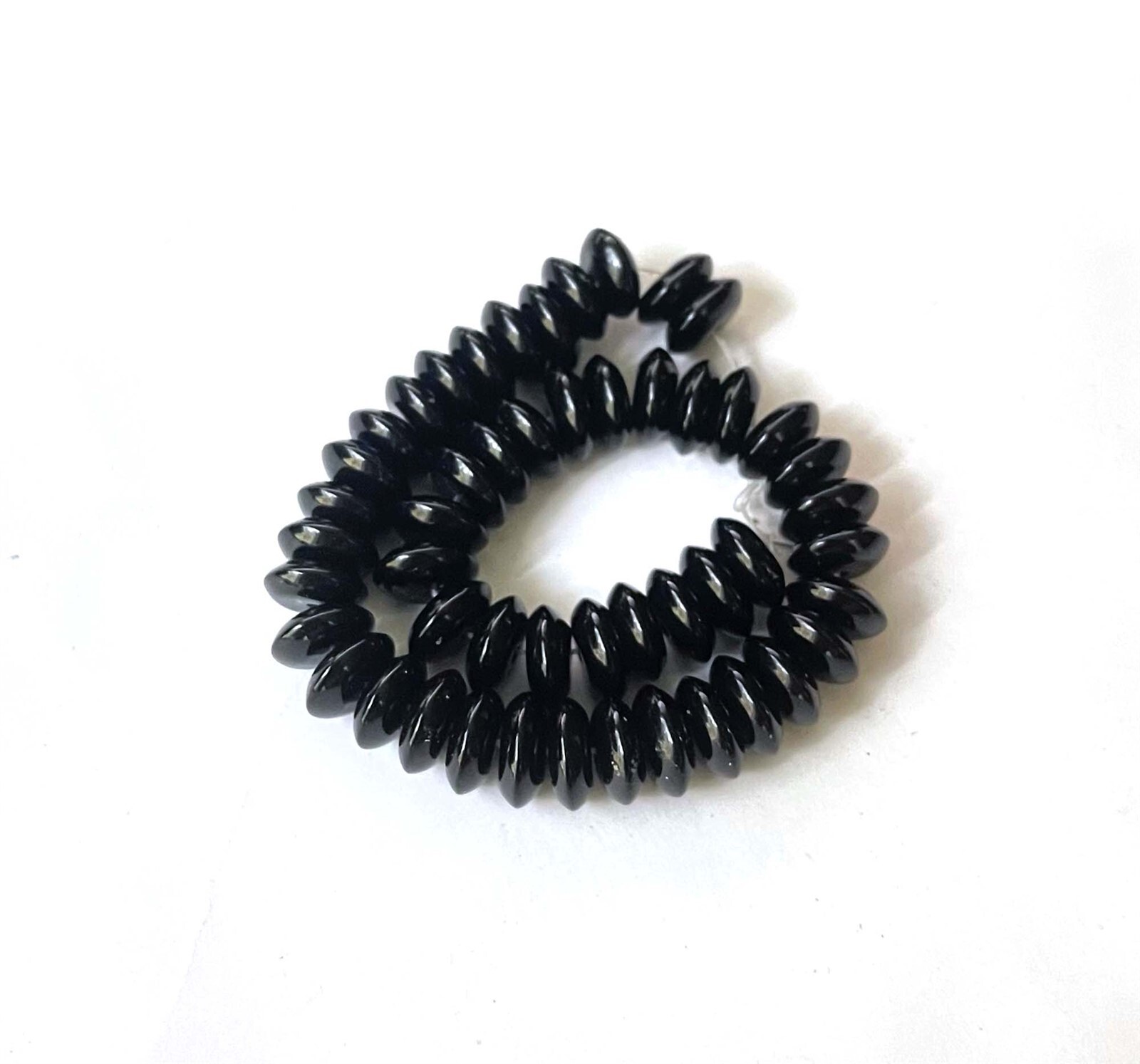 10x4mm Natural Black Onyx Abacus Rondelle Beads (50pcs)