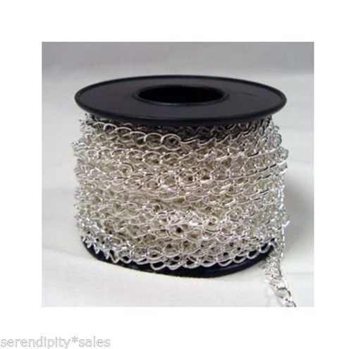 SILVER PLATED CURB Chain ~ 10 Ft Soldered 4x5mm ~ BULK LOT 10 feet Nickel-Free