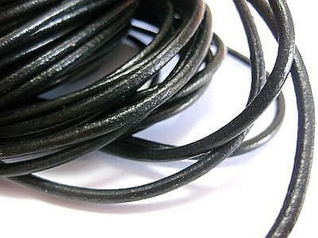 5 Ft Genuine Black Round 4 mm Leather Cord Jewelry Supply.