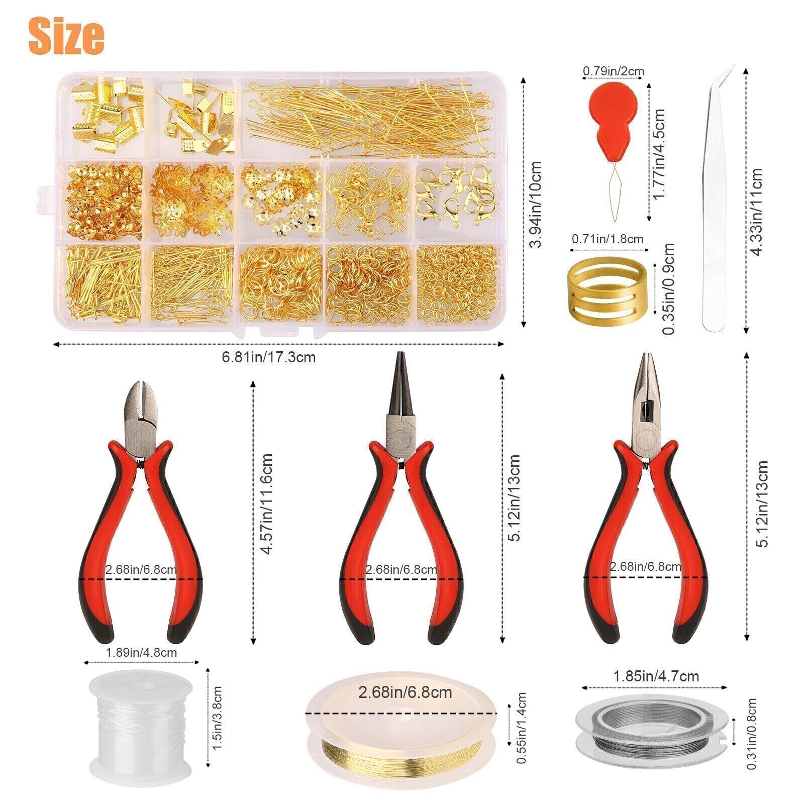2010x Jewelry Making Supplies Kit Findings Wire Pliers Set DIY Earring Necklace