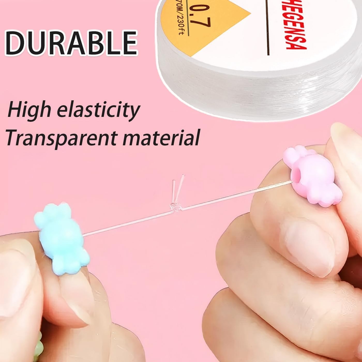 Elastic Bracelet String Cord Stretch Bead Cord for Transparent 230ft/70m(0.7mm)
