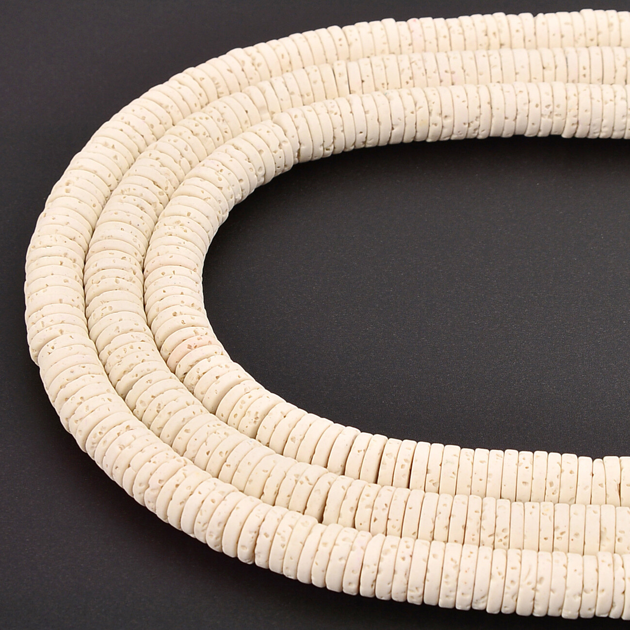 Cream White Lava Rock Stone Heishi Discs Beads 2x4mm 2x6mm 2x8mm 15.5″ Strand