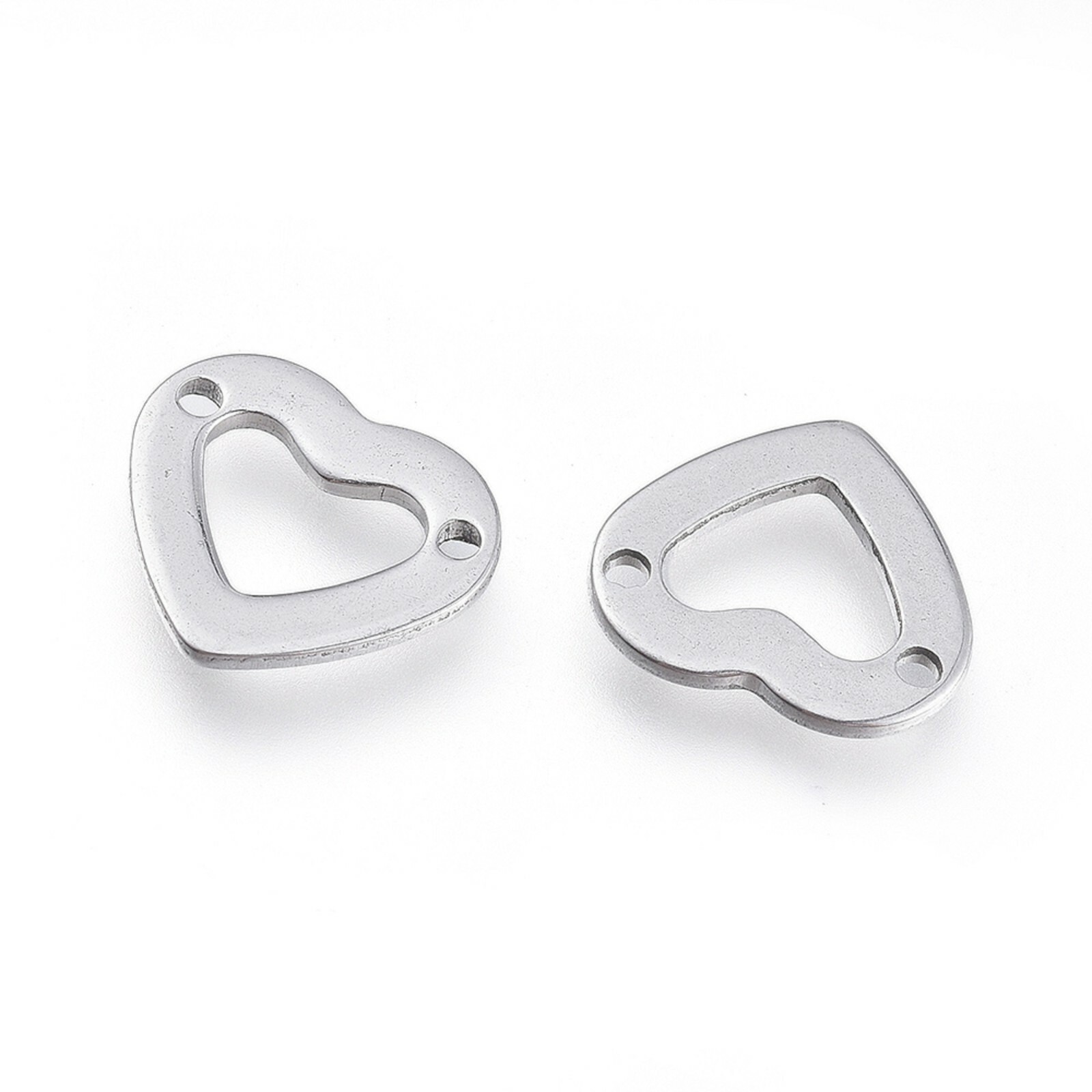10 Hearts Links Connectors Stainless Steel Color
