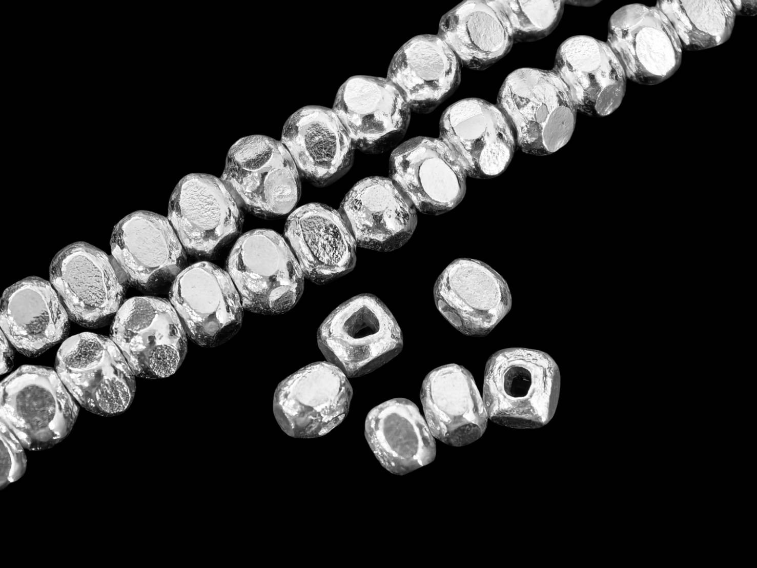 Silver beads Karen hill tribe handmade silver mini plain Simple facet bead
