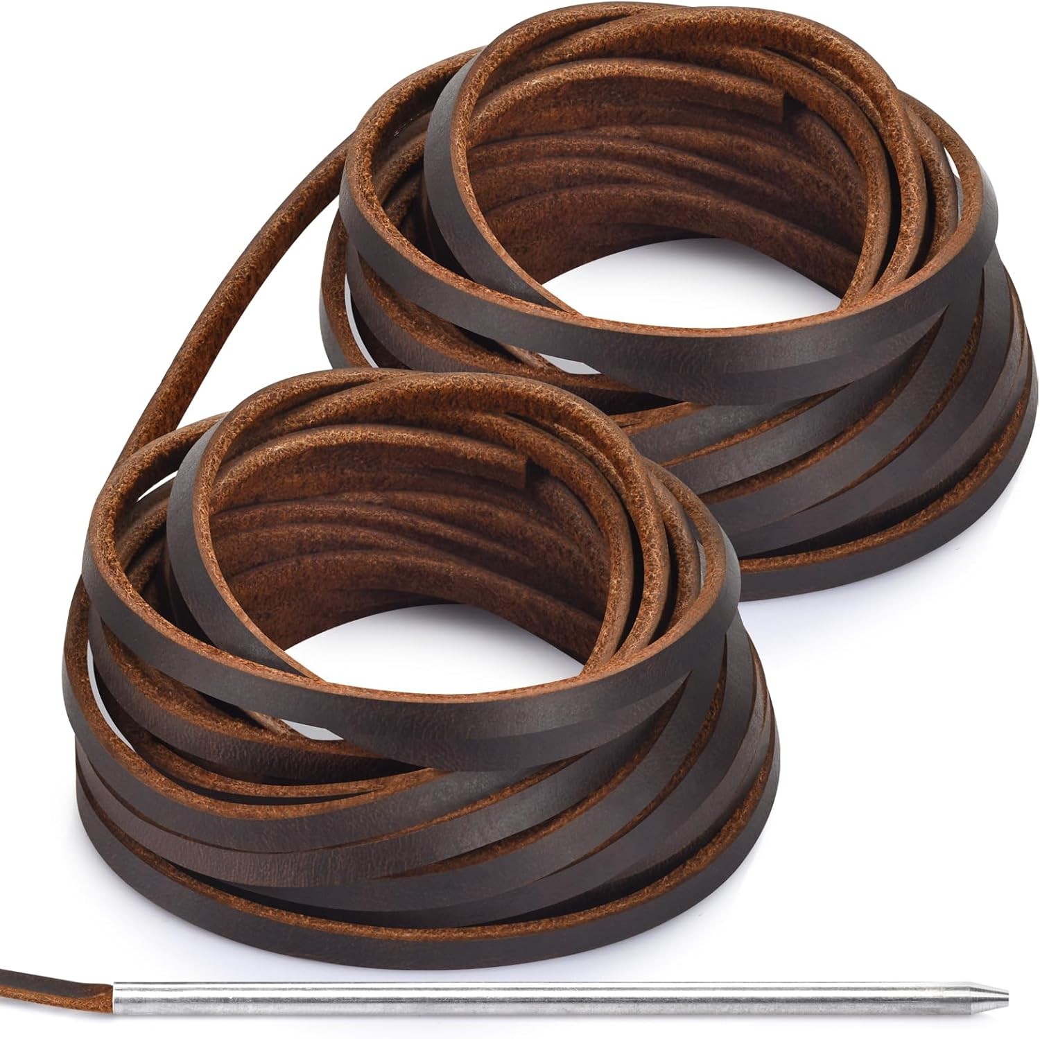 10 Yards Flat Genuine Leather Laces, Leather Strips Cord, Full Grain Cowhide Str