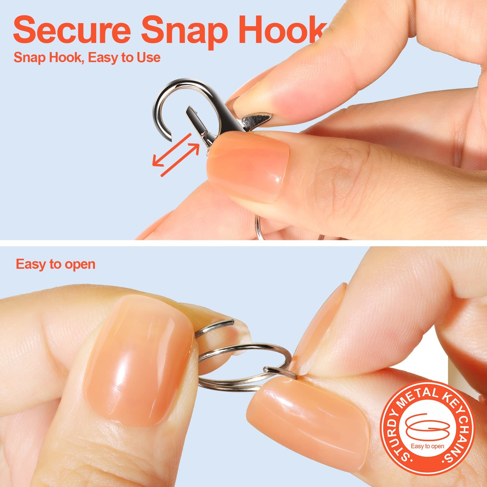 LEOBRO 100PCS Lobster Claw Clasps and Key Rings, Keychain Making Kit – Silver
