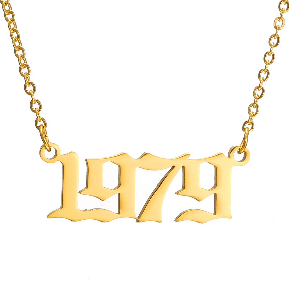 Birthday Number Year Necklace for Women,Birth Year Necklace Gold Jewelry,Birth 1