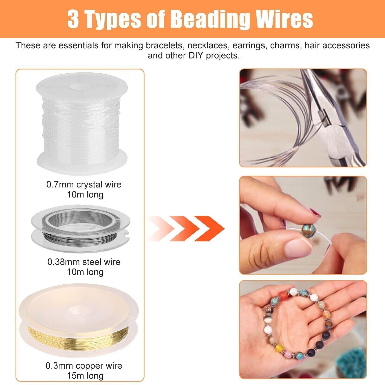 2010x Jewelry Making Supplies Kit Findings Wire Pliers Set DIY Earring Necklace