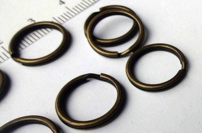 4 Key Rings 15mm Approx 5/8″ Split Ring ANTIQUE BRASS Finish Steel Findings