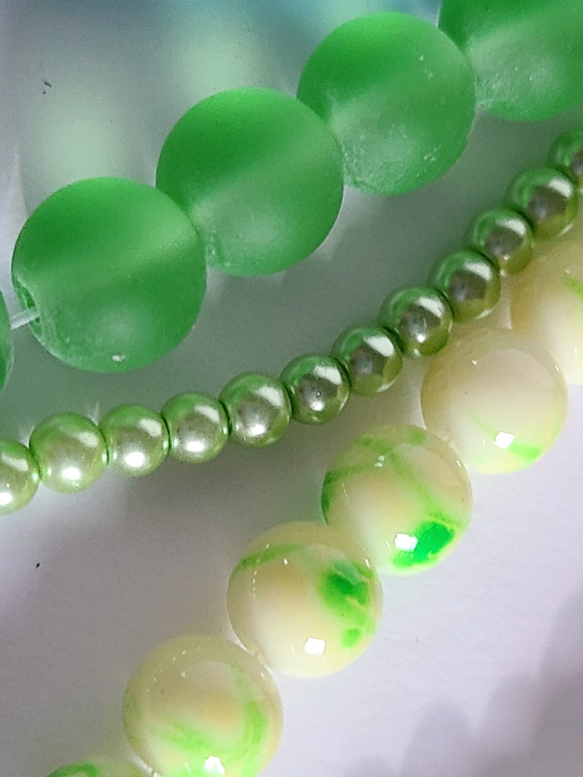 10 StrandS Glass Bead Soup Lot Jewelry Making Blue Green Fusion Assorted Mix DIY