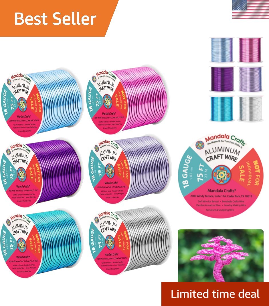18 Gauge Anodized Aluminum Craft Wire – Ideal for Jewelry & Sculpting – 450 FT