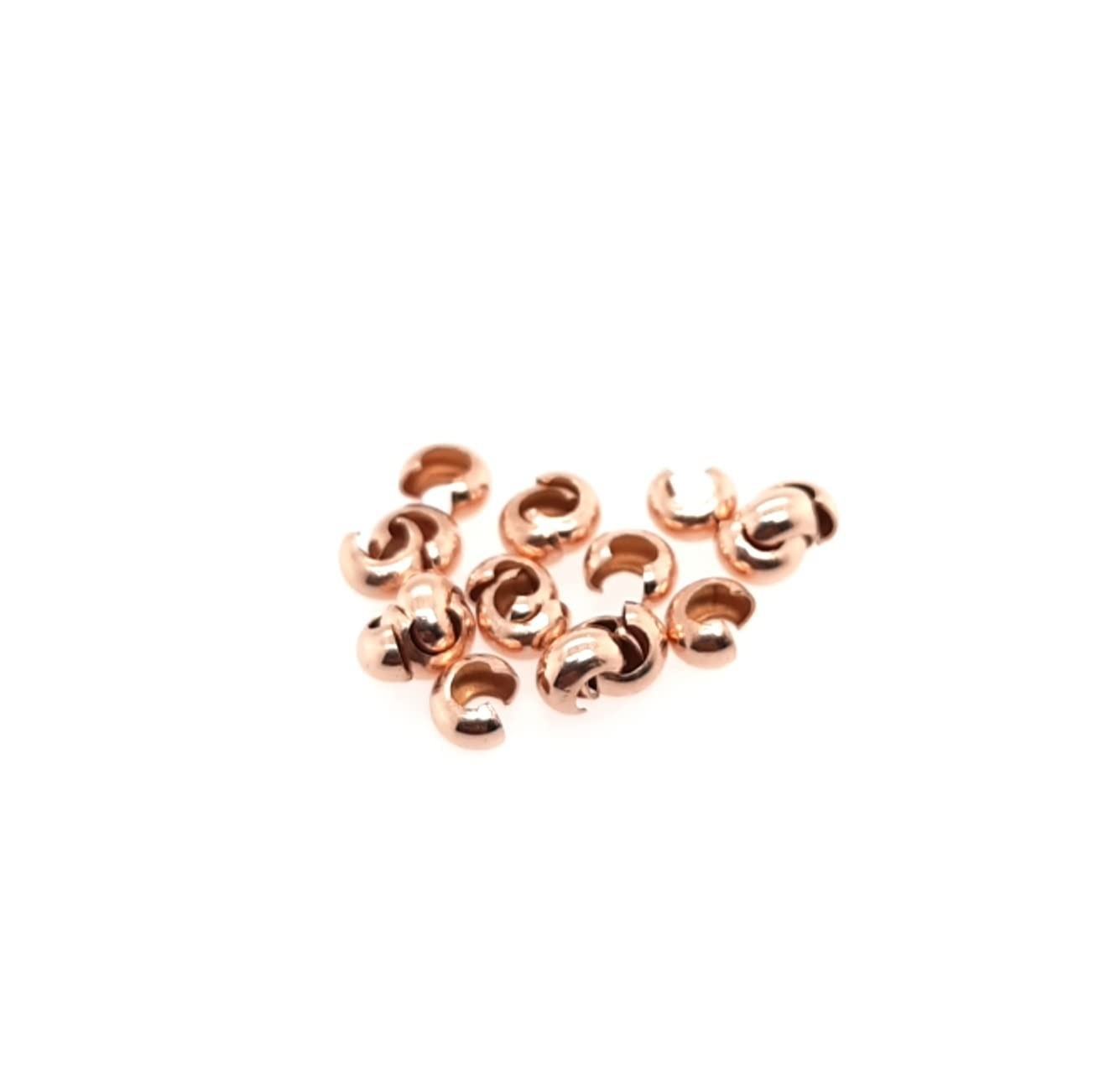 20pcs 14/20 Rose Gold-Filled Crimp Bead Covers, 3MM Jewelry Making Supplies