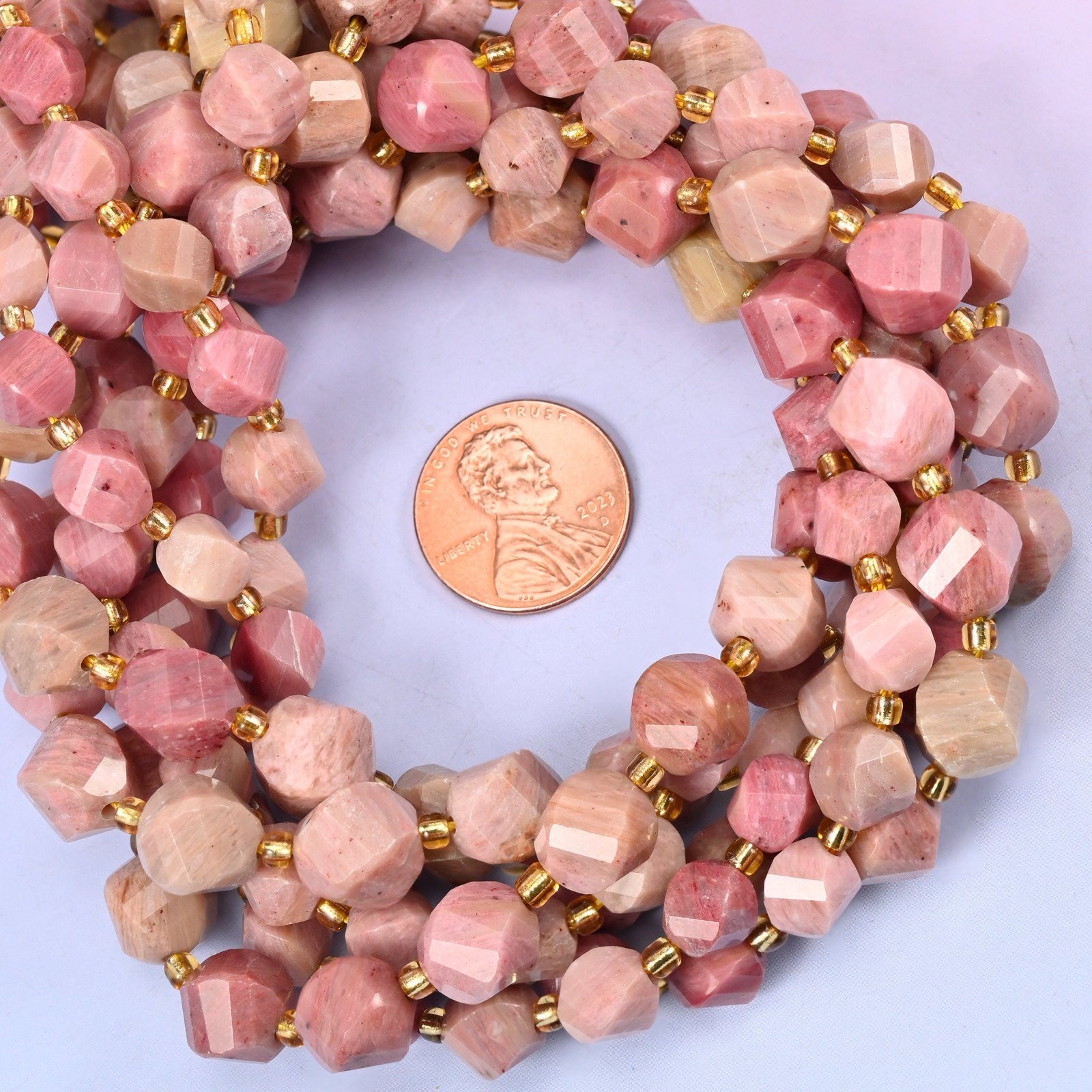 Pink Rhodonite Faceted Spiral Twist Beads: Size 8mm 10mm, Jewelry Making