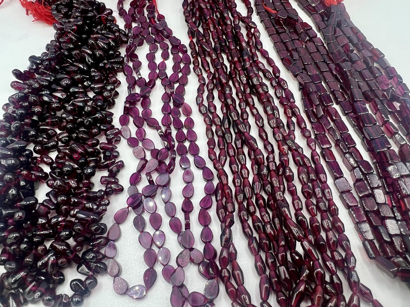 19 Strands Red Garnet Mixed Shapes Beads Teardrop Diamond Rectangle 5-8mm Bulk