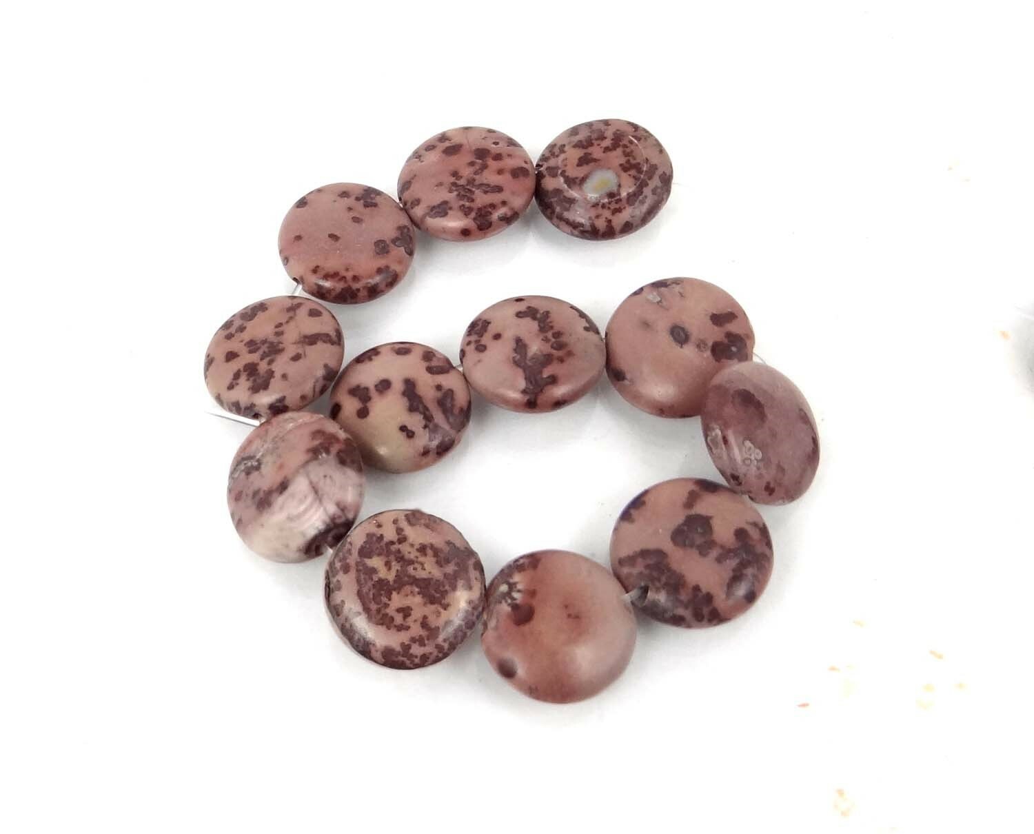 16mm Natural Apache Sage Picture Jasper Coin Disc Beads (12)