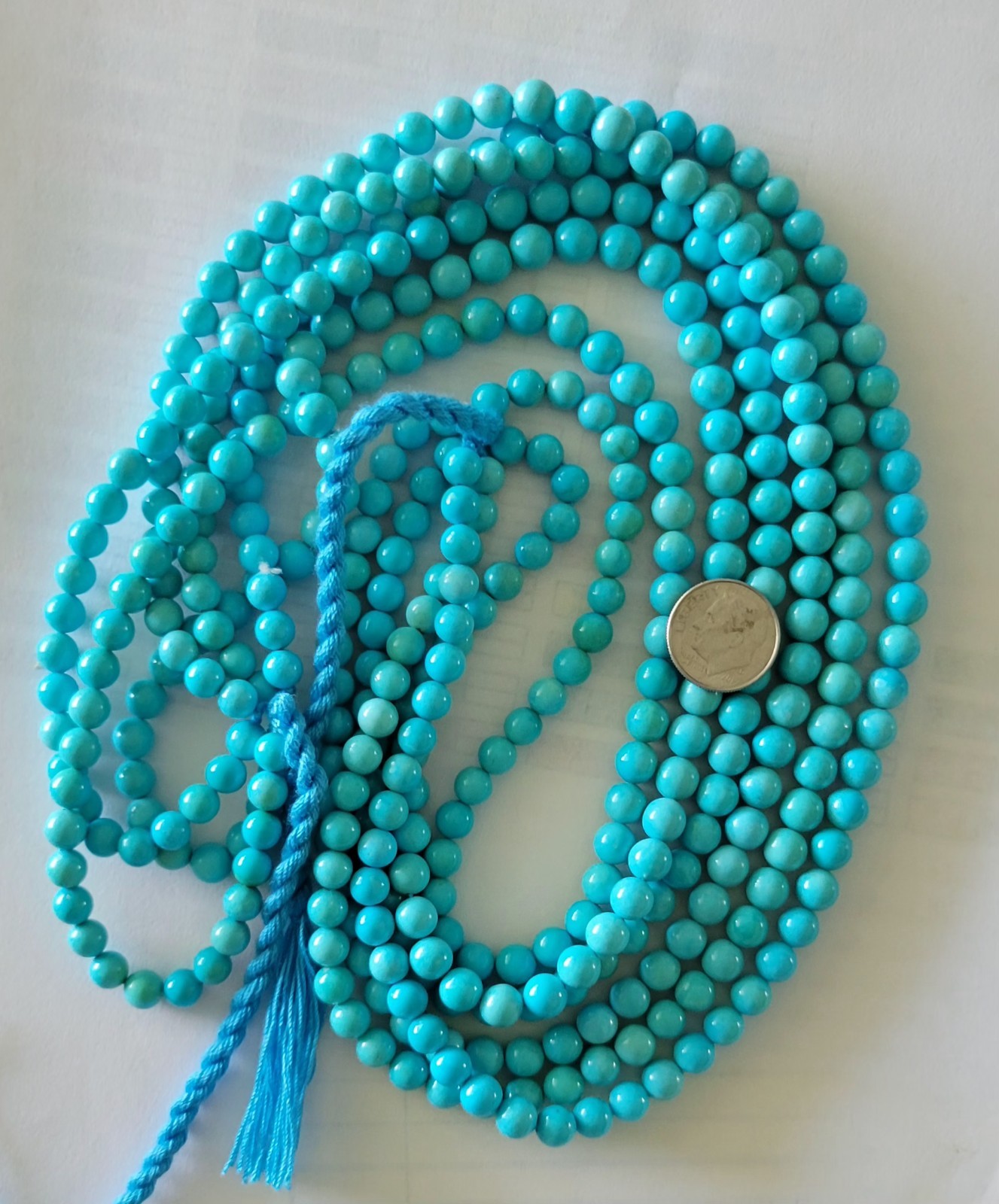 One Strand 100% Natural Sleeping Beauty Turquoise Round Beads 6.5-7mm