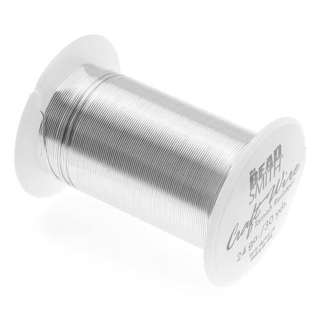 Wire, Beadsmith TarnishResistant Silver 1/2 Hard 24 Gauge Wrapping 30 Yard Spool