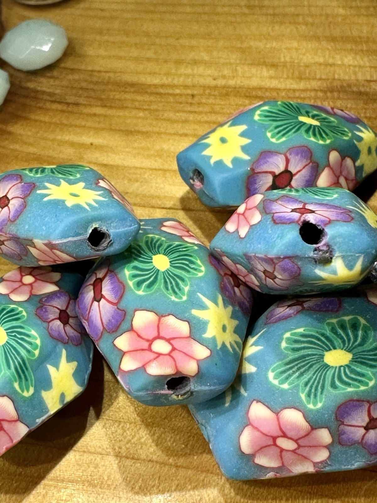 Half Gallon Lot Of Fimo clay Floral Beads And Spacers Over 200 Beads