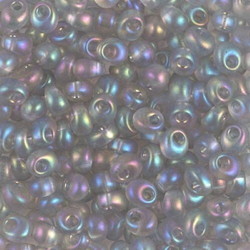 2136, Trans LIGHT GRAY, 10g, 4mm Magatama, Miyuki drop/fringe beads, (m-15)