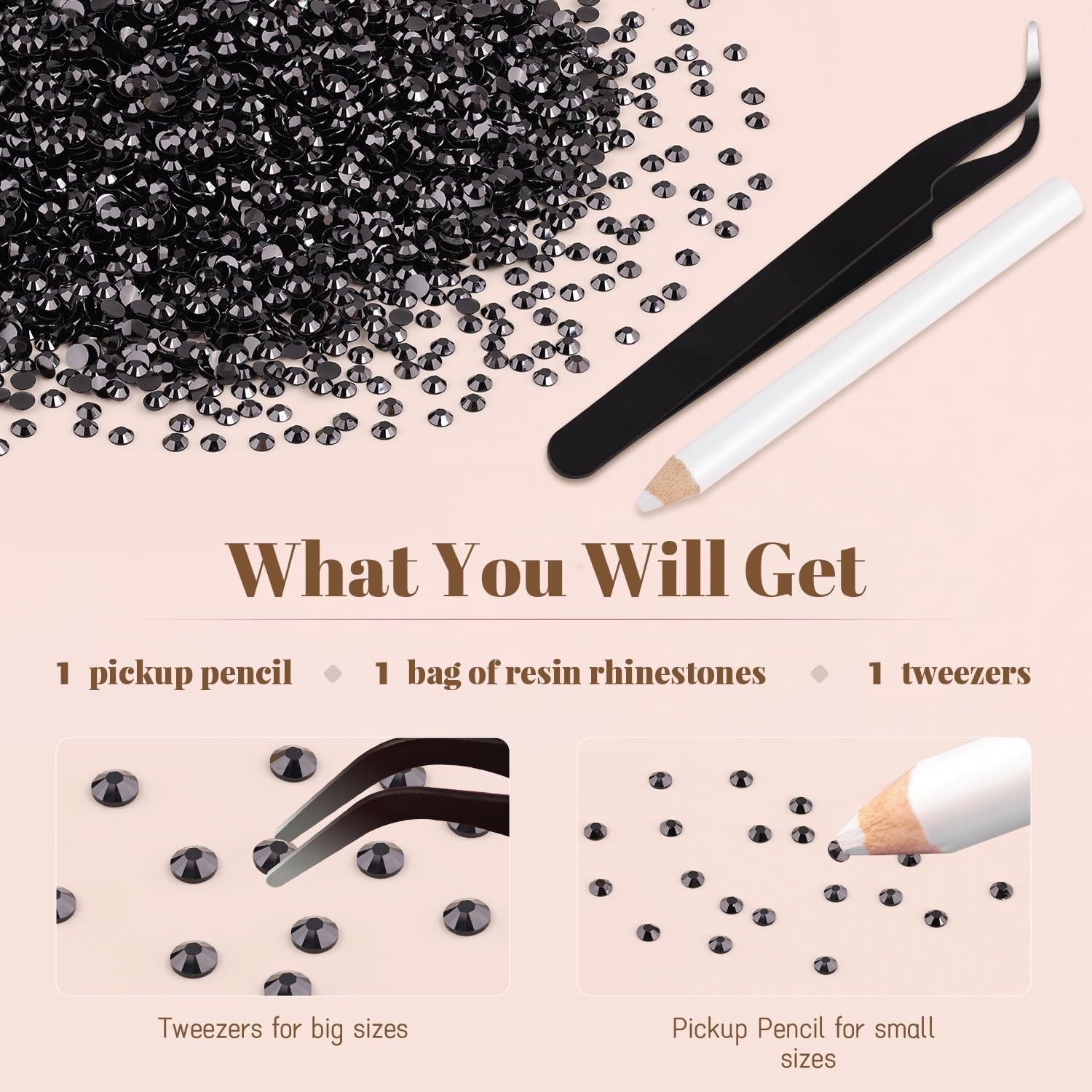 8000PCS 3mm Resin Black Rhinestones Bulk for Crafting, Flatback Bedazzling Cr…