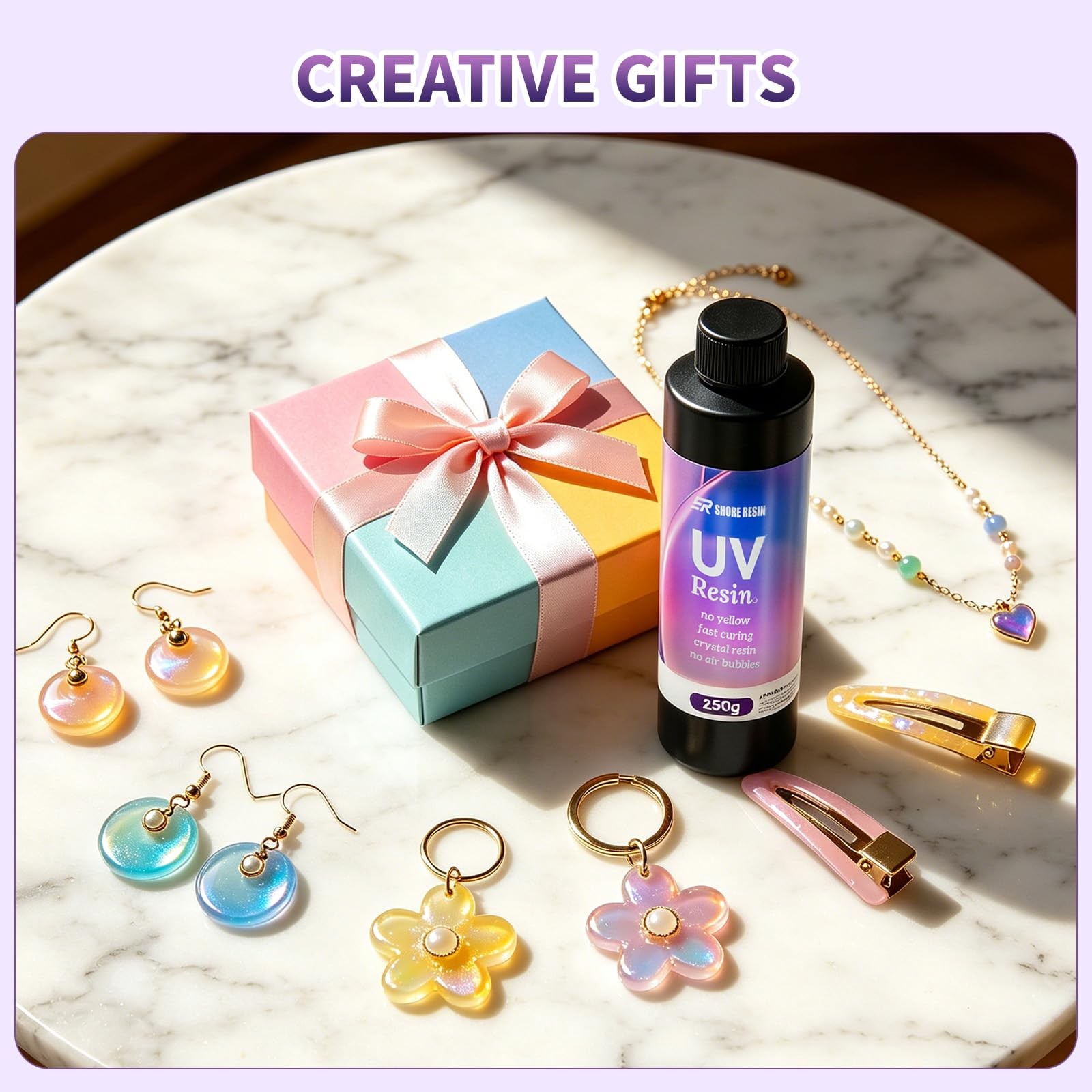 250g UV Resin Kit with Light, Jewelry Starter Set