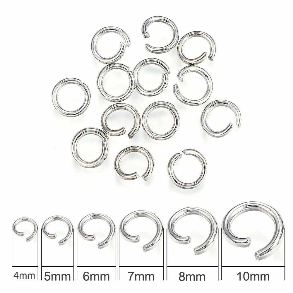 1000x 4mm 6mm 8mm 10mm 304 Stainless Steel Open Jump Ring Strong Unsoldered Loop