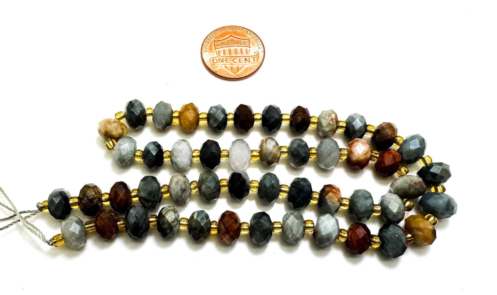 Natural Multi-Color Eagle Eye Faceted Rondelle 5mm x 8mm Gemstone Beads – PGS321