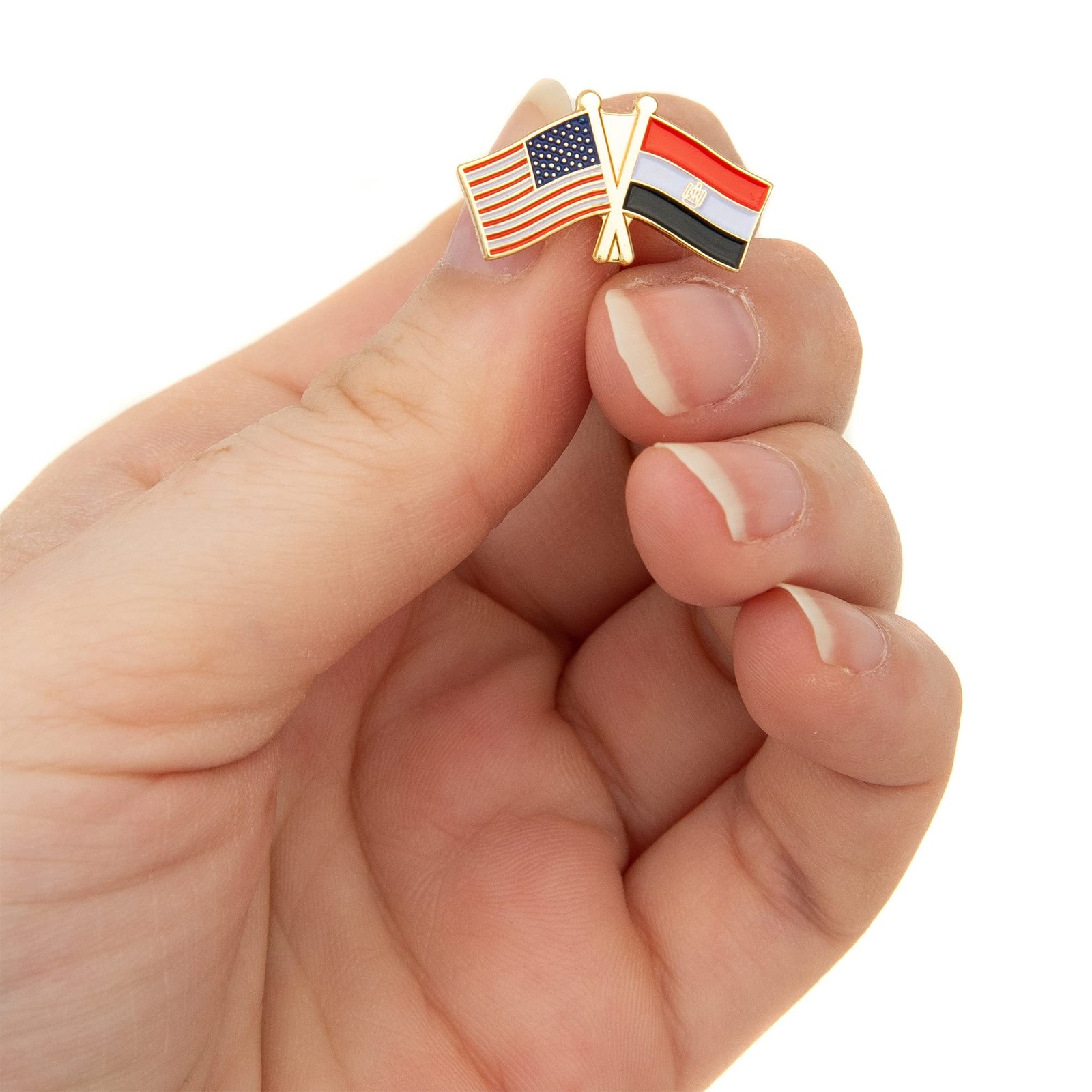 Egypt Lapel Pin Enamel with United States USA Souvenir Hat Men Women Patriotic E