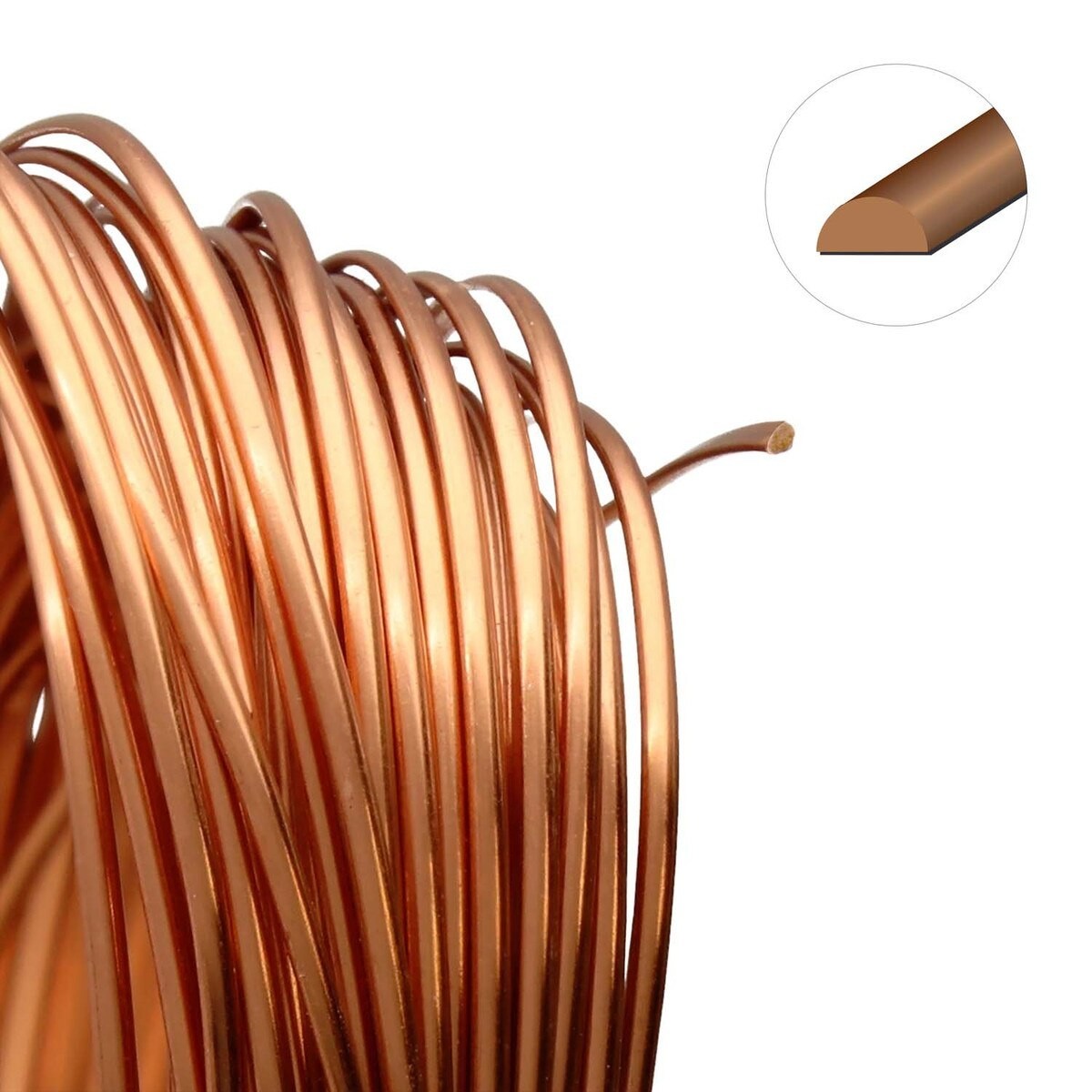 Wire, 7 Yards Copper 21 Gauge HALF Round Non Tarnish Wrapping Wire