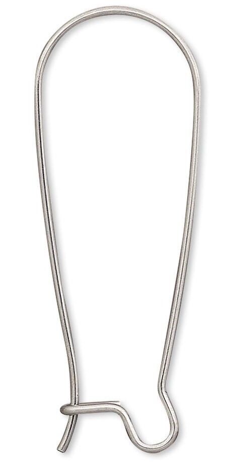 Ear Wire, 100 Stainless Steel 21 Gauge 33mm Long Kidney Ear Wire Earrings