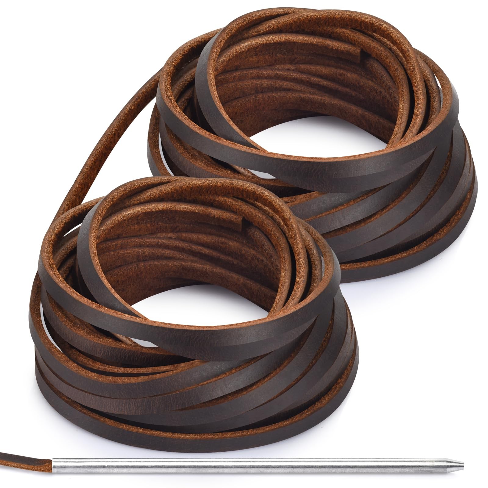 10 Yards Flat Genuine Leather Laces, Leather Strips Cord, Full Grain Cowhide